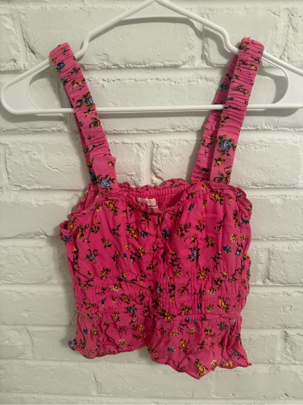 Urban Outfitters Pink Floral Smocked Tank